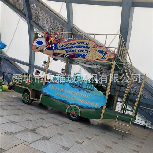 大型玻璃钢材质巡游花车商业宣传车单人彩车船舶花车厂家美陈雕塑