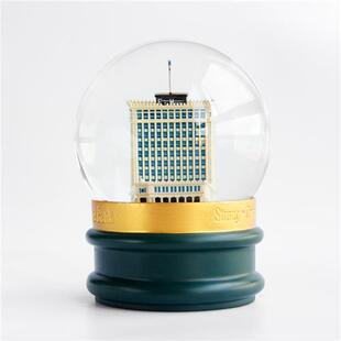 树脂雪花球厂家美国银行纪念礼品创意玻璃水球树脂雪花球