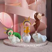 云朵兔耳泡泡女孩卡通摆件家居商场游乐场可爱公仔玻璃钢雕塑装 饰