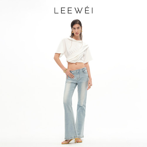 徐梦洁同款LEEWEI洗水喇叭牛仔裤