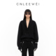 高级黑色V领百搭翻领毛织开衫 CNLEEWEI2025秋季 新款 外套