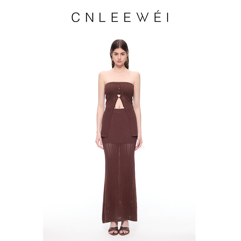 CNLEEWEI春款新款修身中低腰时尚半裙中长款百搭鱼尾裙