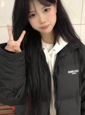黑色百搭小个子面包棉服女大童冬季初中高中学生宽松加厚外套棉袄
