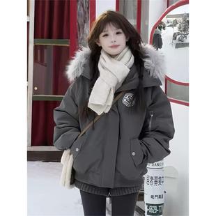 工装羽绒棉衣棉服女款2025新款冬季派克服小个子棉袄加厚爆款外套