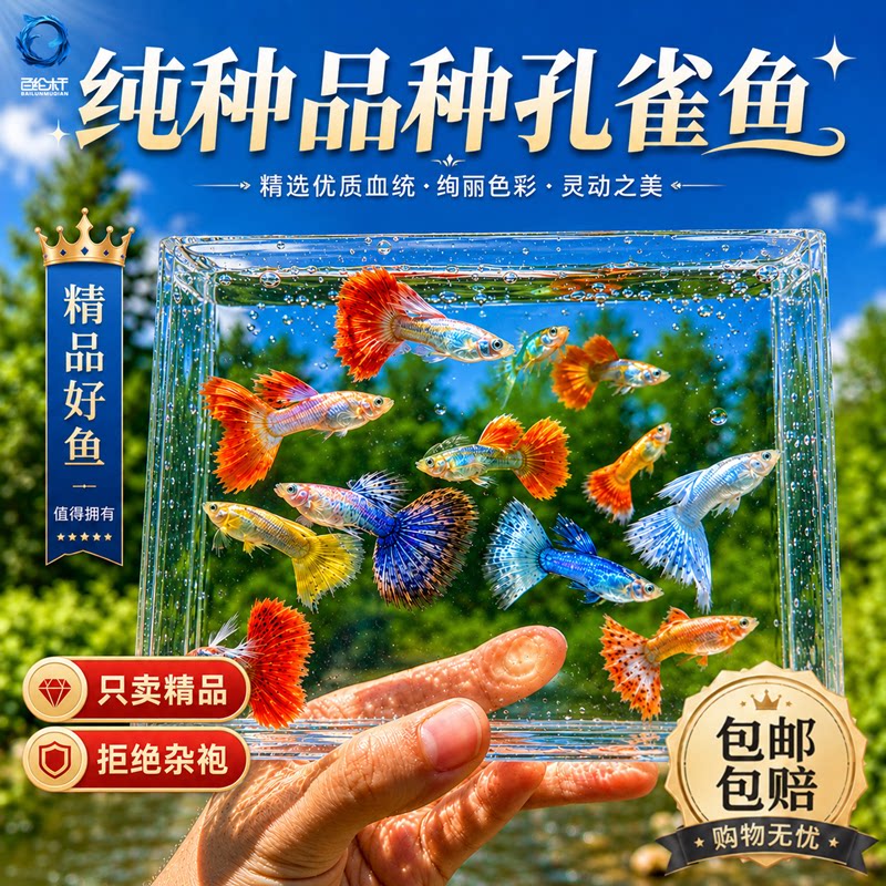 孔雀鱼活鱼观赏鱼纯种小型热带鱼活体淡水好养耐活鱼苗观赏鱼小鱼