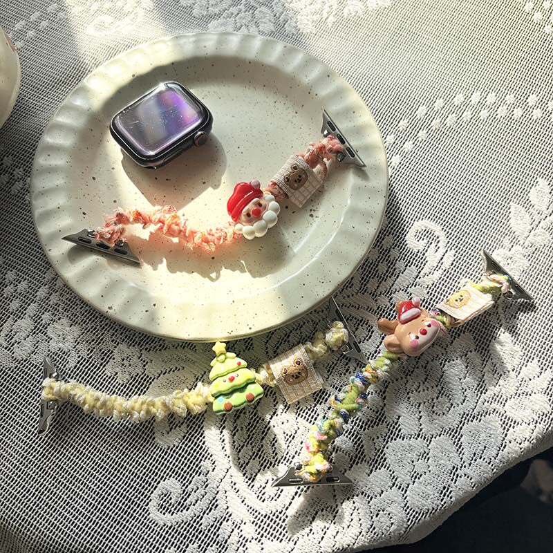 圣诞发圈小众编织表带苹果手环