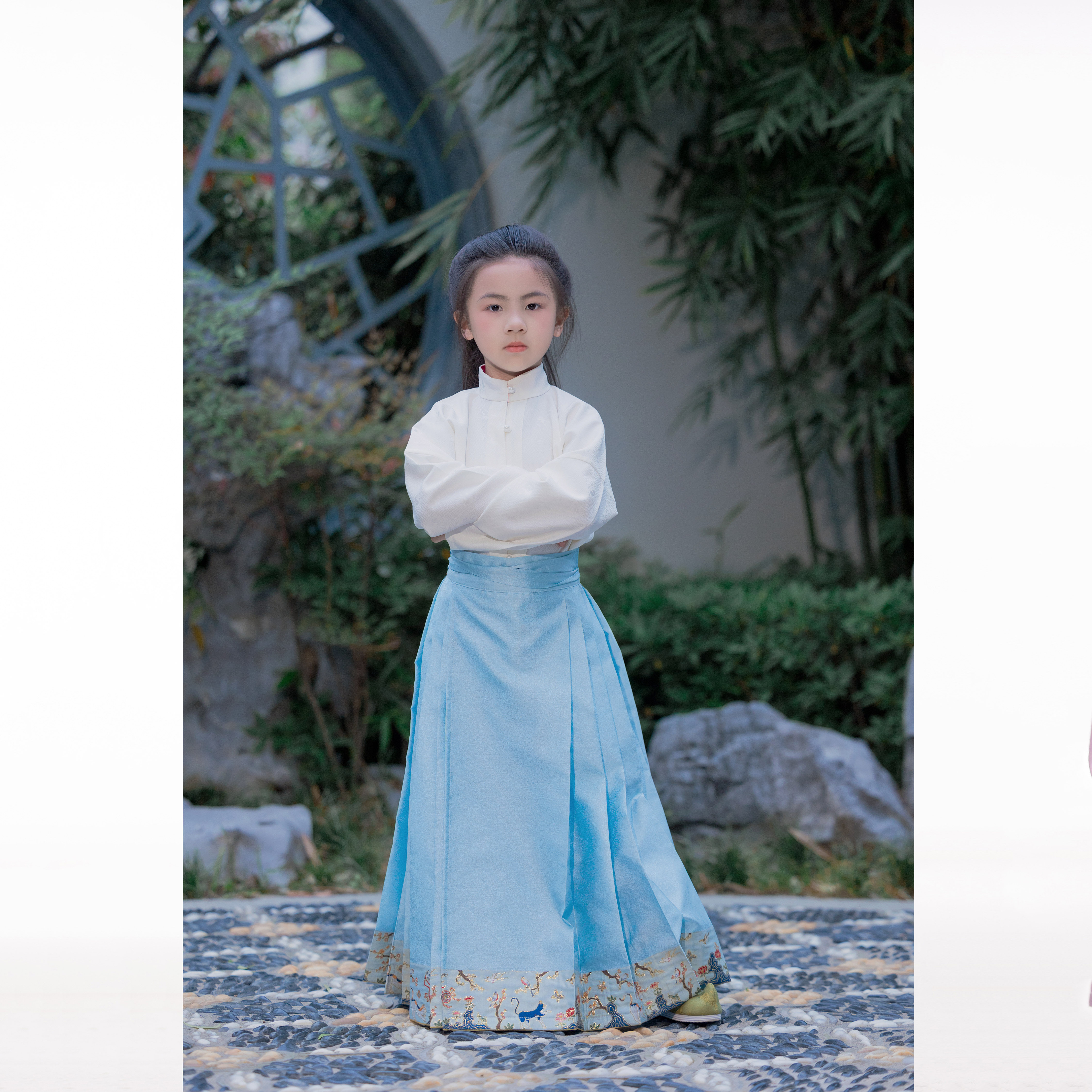 卿子赋女童汉服立领中衣马面裙夏图片