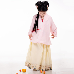 卿子赋女童汉服明制对穿交短衫 仿花罗轻薄娇娇女宝儿童马面裙春夏