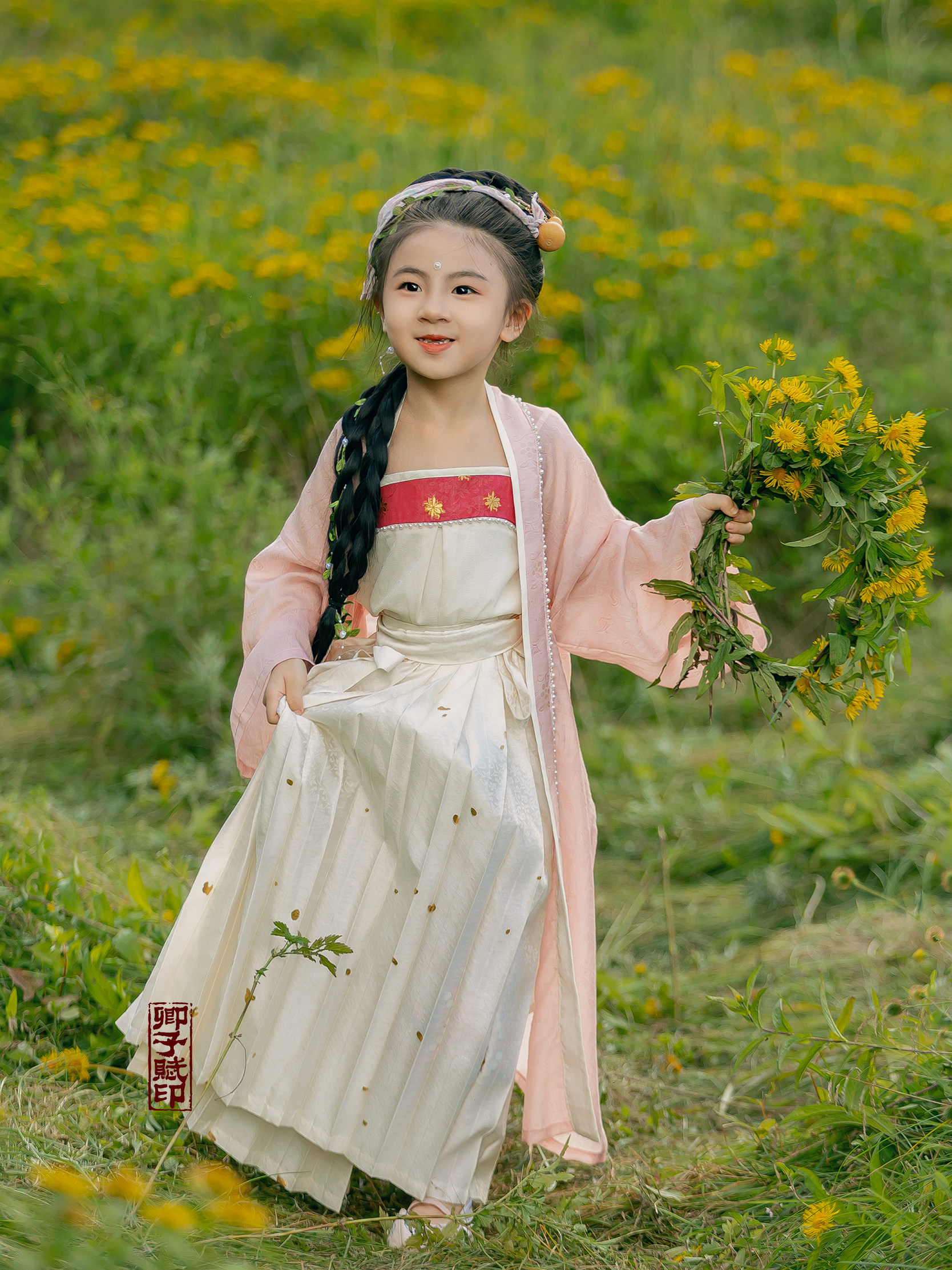 卿子赋女童汉服宋制仿真丝春秋款图片