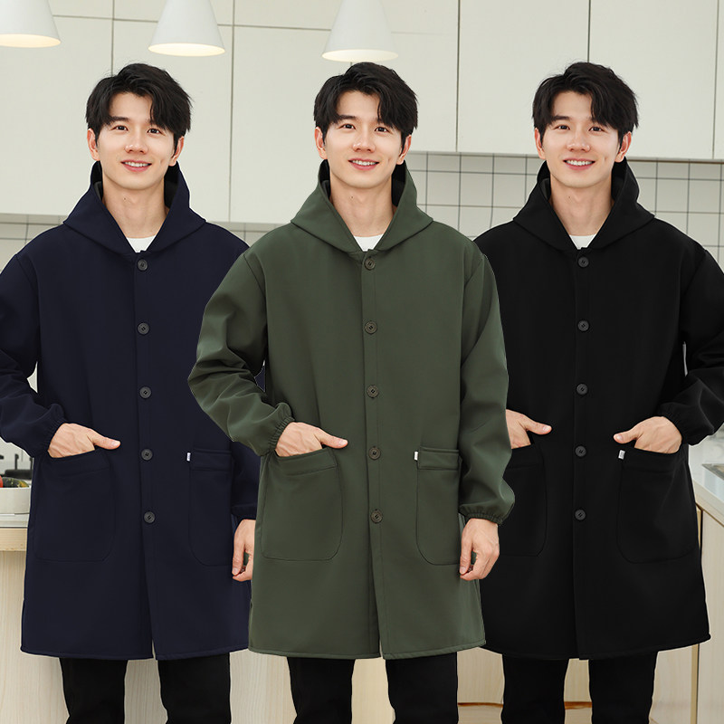 罩衣男大人纯色家用厨房防水防油长袖围裙工作服秋冬加绒加厚外套,家庭/个人清洁工具,围裙,淘宝优惠券,粉丝福利购,淘宝优惠卷