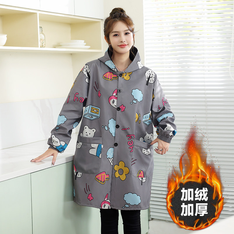 罩衣女加绒新款防水时尚大人女士2024冬季加厚厨房围裙外套工作服,家庭/个人清洁工具,围裙,淘宝优惠券,粉丝福利购,淘宝优惠卷