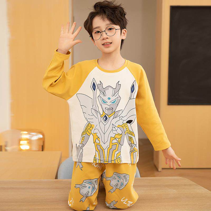 儿童睡衣2024新款男孩宝宝春秋款纯棉家居服小孩长袖男童套装冬季