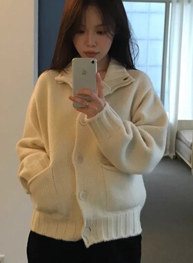 nothing written羊毛卷边口袋针织外套25秋季韩货新款定制