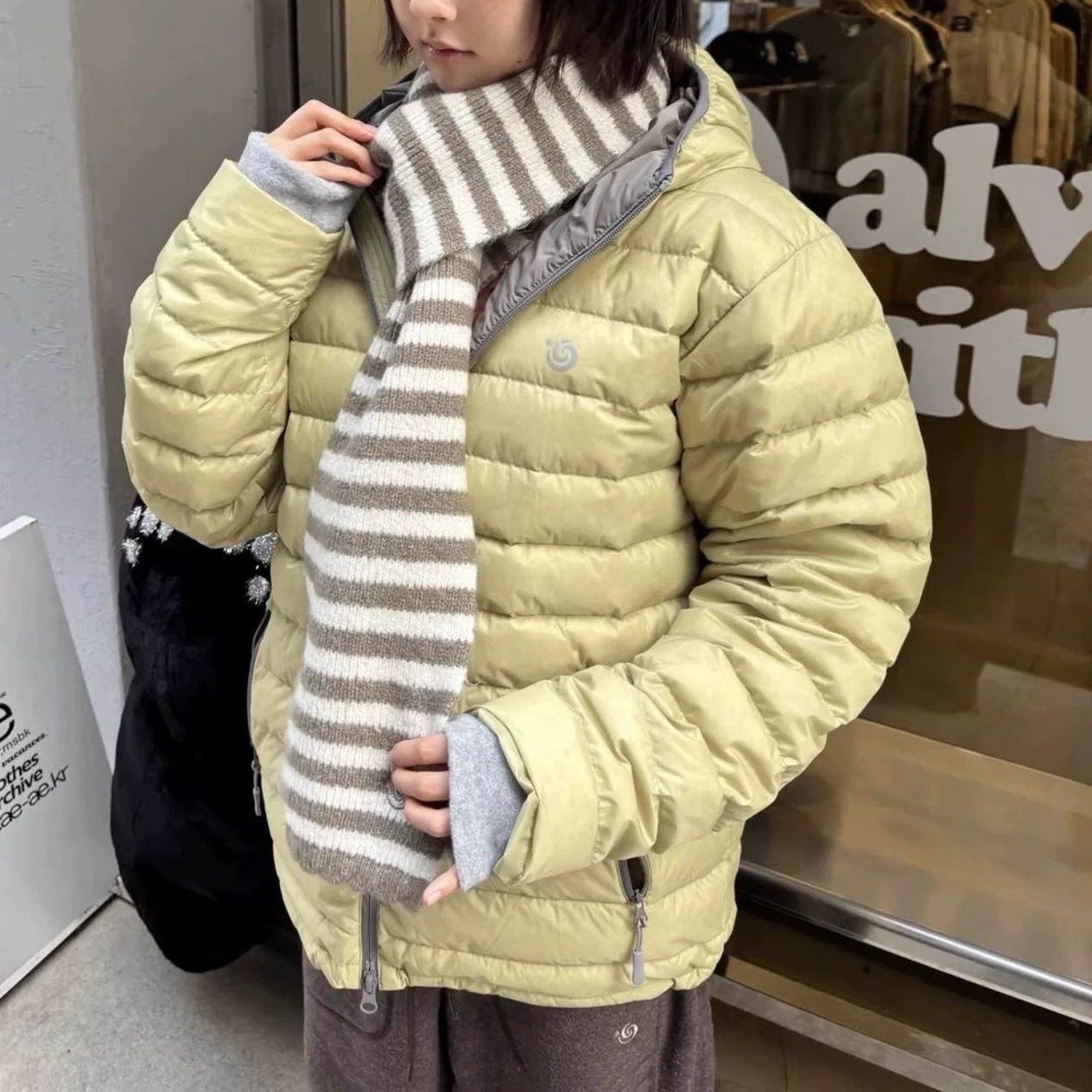 aeae学院休闲风宽松纯色长袖薄款羽绒服25冬季新款韩货定制