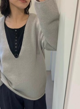 moia舒适柔软前半扣正反两穿长袖打底T恤25秋季新款韩货定制