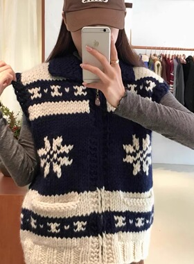 sienne氛围感圣诞麋鹿拉链针织马甲25冬季韩货定制