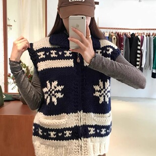 sienne氛围感圣诞麋鹿拉链针织马甲25冬季韩货定制