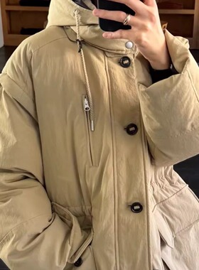 moondal多穿法可拆卸袖帽收腰羽绒服外套25冬季新款韩货定制