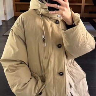 moondal多穿法可拆卸袖帽收腰羽绒服外套25冬季新款韩货定制