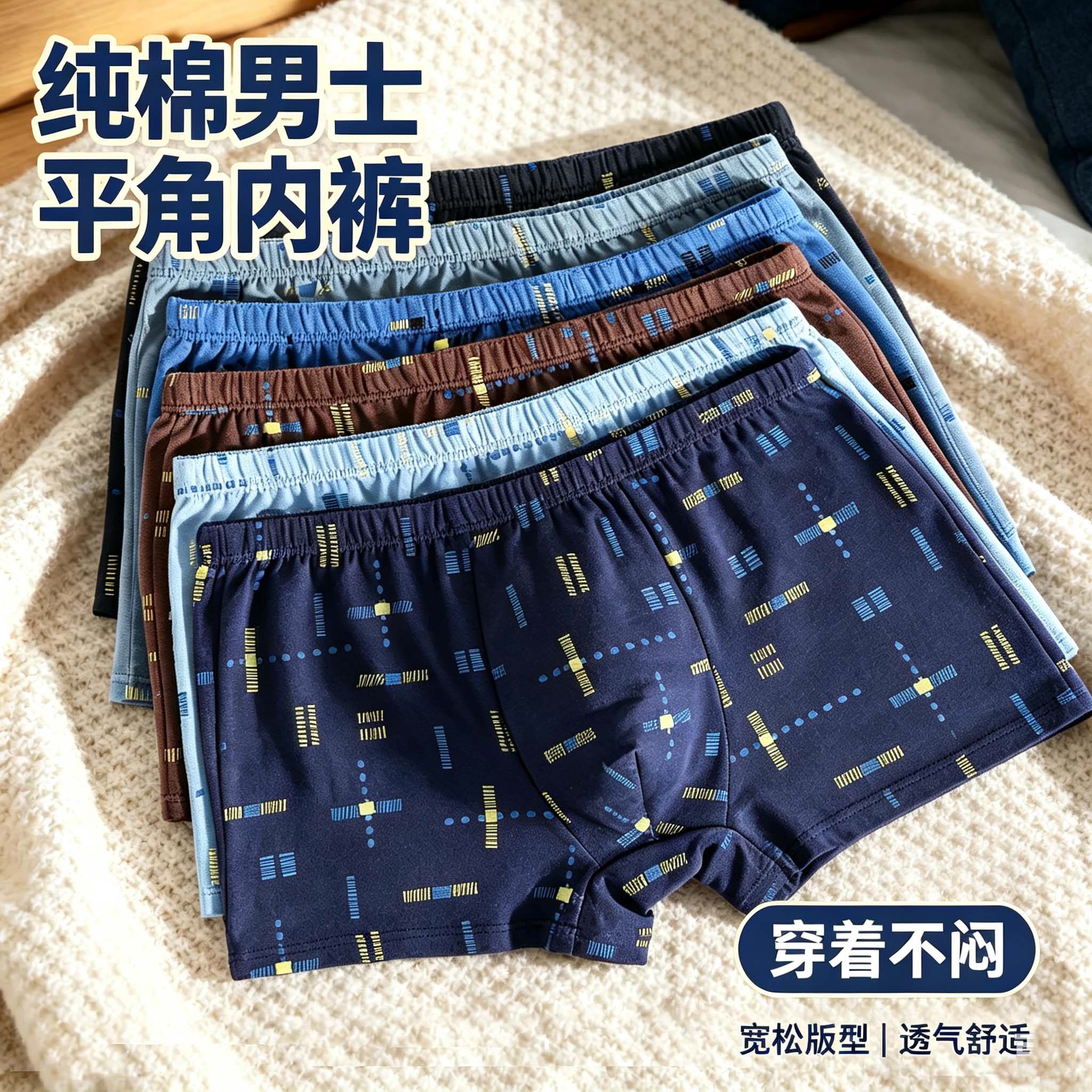 100%纯棉透气中老年大码男士内裤