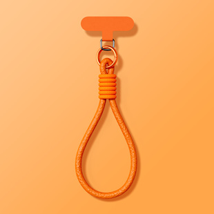 手腕编织短绳防丢中国红色橙色便携女适用苹果华为小米手机壳挂链D 马年手机壳皮质挂绳斜挎新年款 高品质