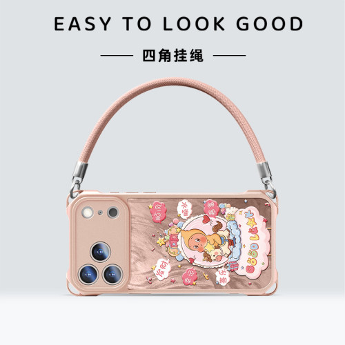 适用苹果17promax挂绳手机壳iPhone17新款轻奢女16pro高级感小众15plus带手绳14全包防摔软壳13外壳保护套零