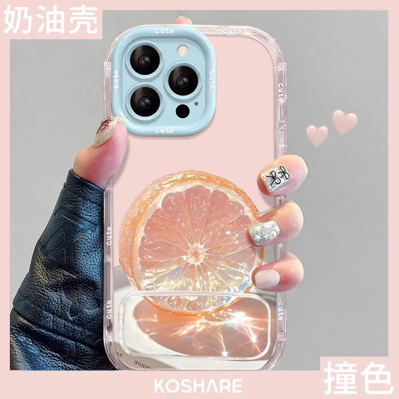 【夏天新款手机壳支架】水果橙子