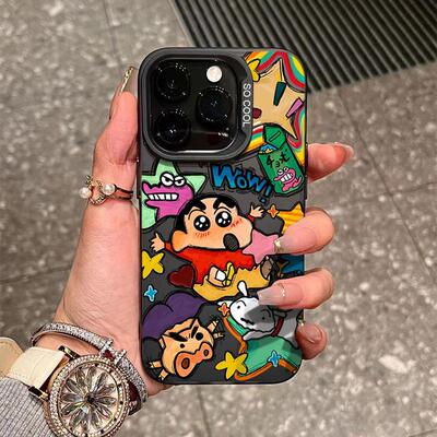 适用苹果16手机壳女新款iphone16promax情侣15plus卡通小新14plus男生13小众高级感12网红超火11可爱保护套俊