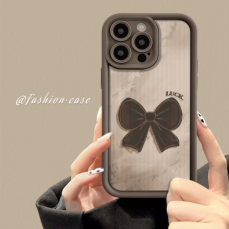 适用苹果15promax手机壳新款iPhone14plus防摔全包镜头简约蝴蝶结13por女12高级感创意11软个性xr保护套xs文