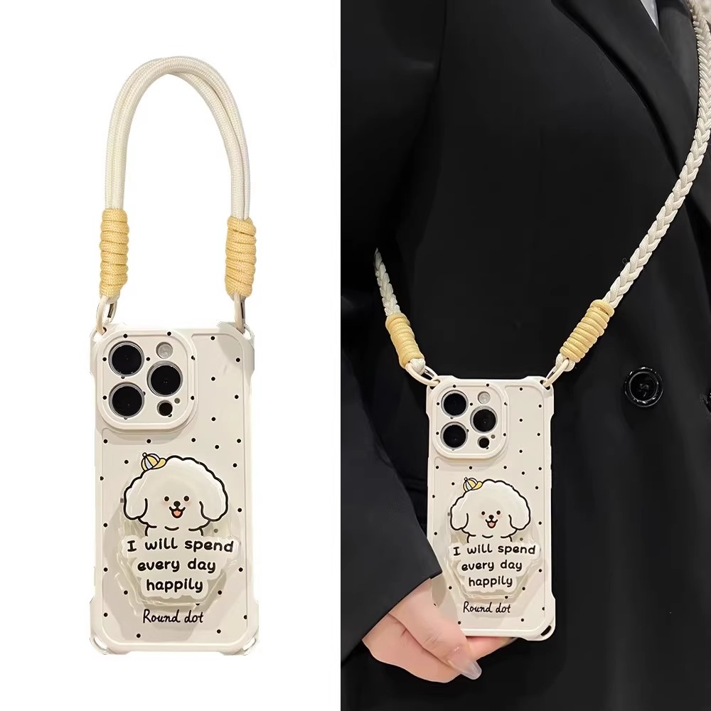 适用苹果16手机壳iPhone16promax女新款15pro带挂绳14plus夏天超好看13pm高级感小狗12防摔保护套11全包豪