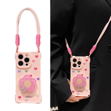 适用夏天苹果16promax斜跨手机壳女新款iPhone16高级感小众15pro全包硅胶14plus带挂绳13支架12外壳保护套零