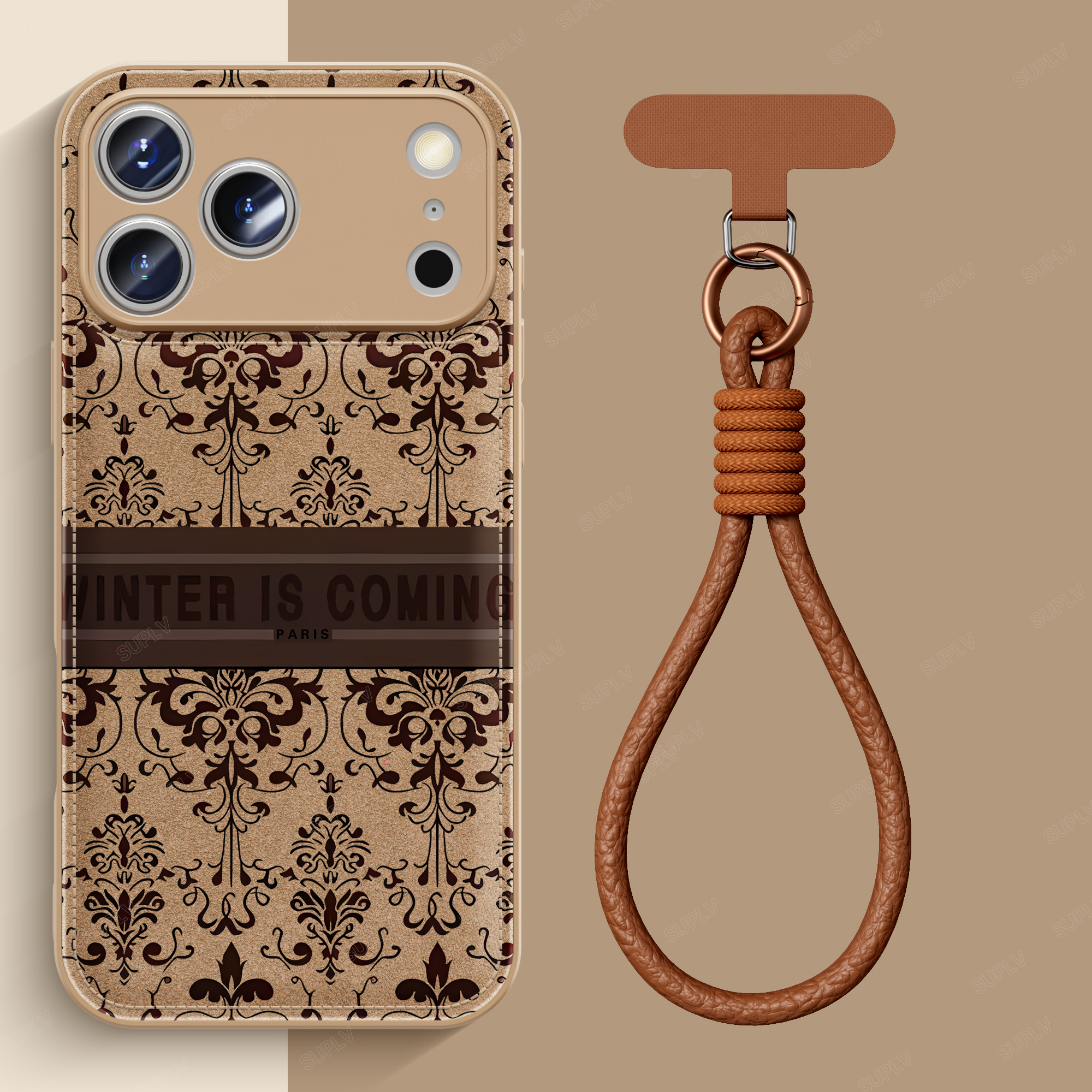 【秋冬皮质】带挂绳苹果手机壳