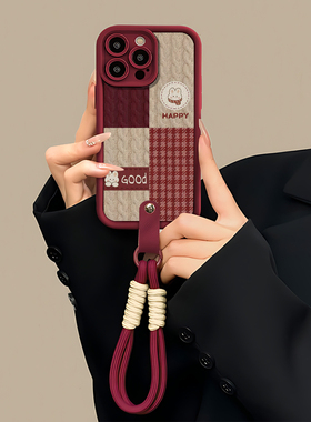 适用苹果16新年款手机壳iphone16promax红色皮质15plus小众高级感女款13过年14硅胶软壳12全包防摔保护套东