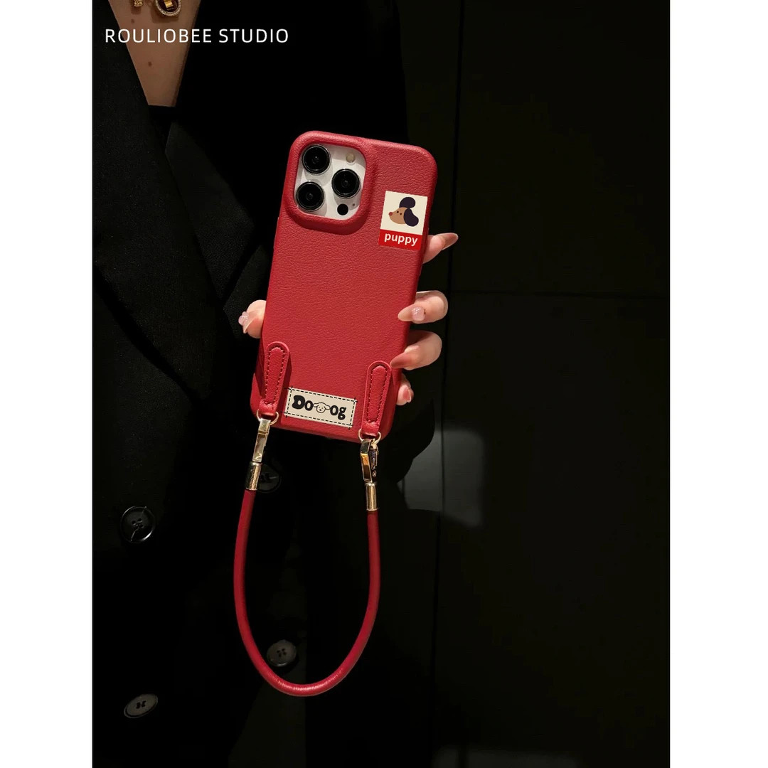 适用苹果16手机壳新款iphone16promax小众高级感15plus轻奢不撞款14Pro手绳手链13pm女款可爱12防摔11软壳lv