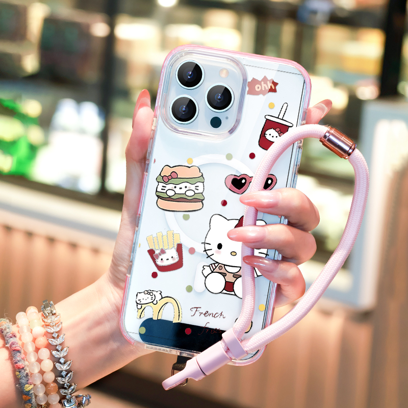 适用于苹果16手机壳iPhone16promax女新款带斜跨挂绳15透明磁吸14小众高级感13超好看可调节手绳防摔保护套东