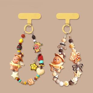 手腕短绳防丢便携超好看女高档垫片单扣绳适用苹果华为手机壳挂绳伟 可爱星星人手机壳挂绳挎新款 高品质