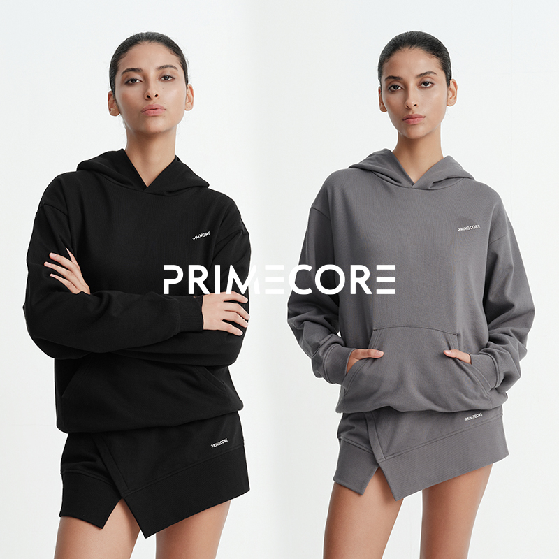 PRIMECORE秋冬新品全棉纯色休闲长袖宽松套头卫衣半裙卫裙套装