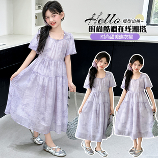 裙子女夏服装 女童泡泡袖 亲肤花童超仙森系搭配舒服公主裙小众网红