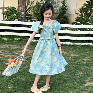 女童泡泡袖 裙子女夏季 夏日新品 亲肤潮宝ins风韩范潮酷高级感潮款