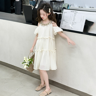 裙子气质高级感舒服舒适服饰潮服 女童2025夏季 新款 法式 歇泡泡袖