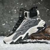 冬季 皮靴户外登山战靴加绒保暖运动雪地靴男高帮棉鞋 2025新款 时尚