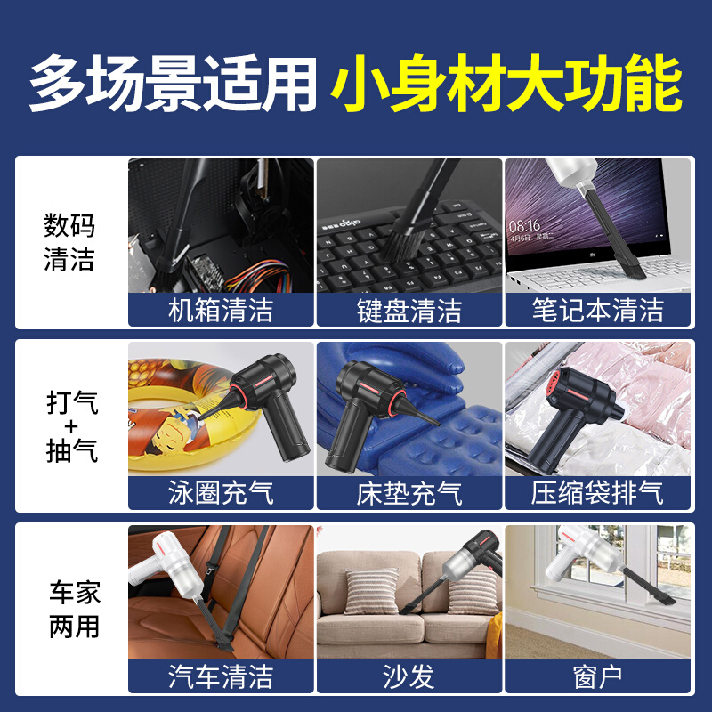 速发【吹吸两用】电脑主机键盘刷机箱清理灰尘工具清洁套装笔记本