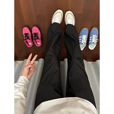 黑色美式cleanfit裤子男款秋直筒