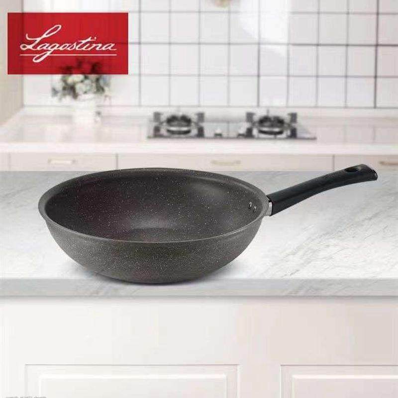 拉歌蒂尼麦饭石无油烟炒锅家用加厚不沾锅平底锅燃气电磁炉通用