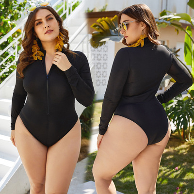 long sleeves bodysuits fat women swimsuit bathing swimwear