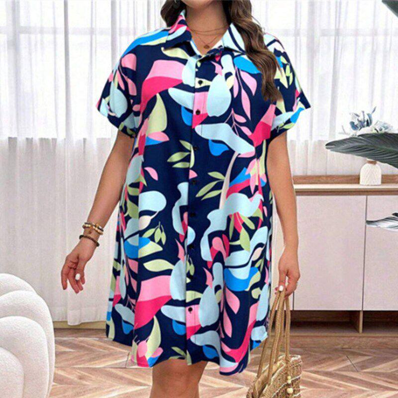 Plus size summer women dresses big size lady Print dress
