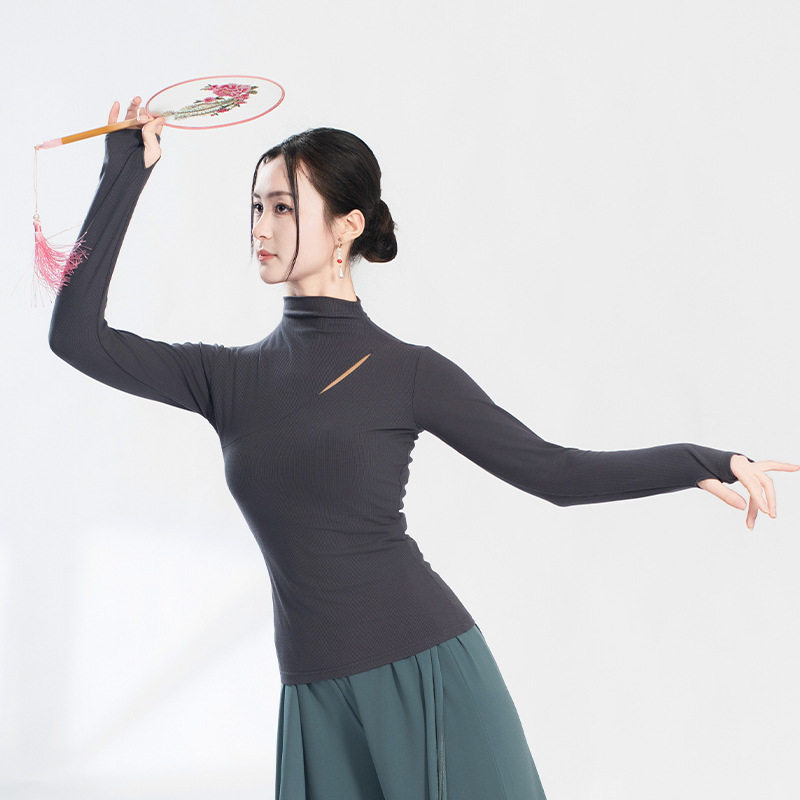 现代舞半高领新款四季练功服形体基训服古典舞打底显瘦女长袖上衣