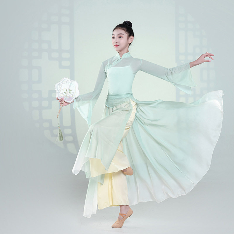 儿童古典舞演出服飘逸中国舞民族舞练功服女童扇子舞成人汉服表演