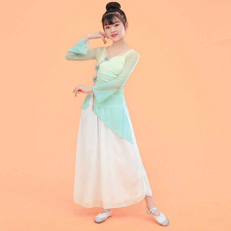 儿童身韵纱衣舞蹈练功服女童飘逸古典演出服少儿中国风考级形体舞