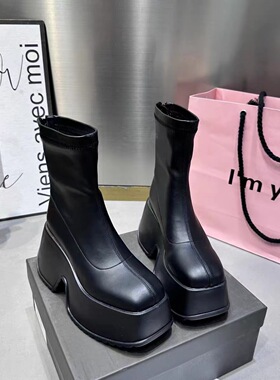 女厚底皮靴短靴高跟短靴punk women platform boots short boots